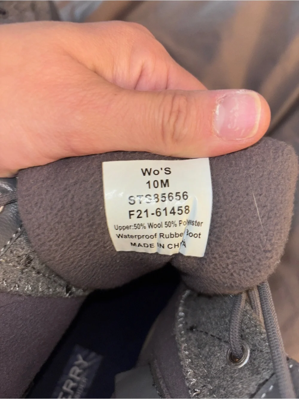 Sperry Gray Quilted Wool-Upper Duck Boots